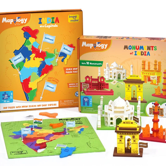 Imagimake Ultimate India Combo | Map Puzzle & Monuments Set 5+
