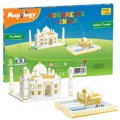 Mapology Monuments of India toy set packaging with Taj Mahal model