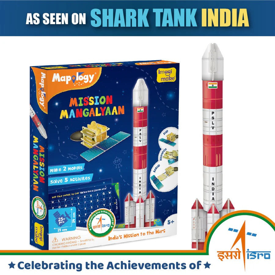 Imagimake Mapology Mangalyaan | Isro Rocket Model & Satellite | Astronaut Toy | Educational Toys for Kids 5+Years | 3D Puzzles | Gifts for 5 Year Old Boy & Girl, Multi|Coloured