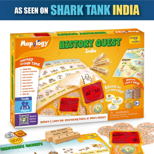 Imagimake Kid,Teen,Adult Mapology History Quest,India,Historical Board Game,Explore 8 ERAS of Indian History with Discovery Lenses,Artefact Tokens,Ancient Dice,Educational Toy,Birthday Gift
