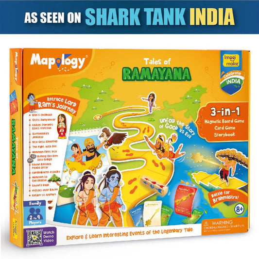 Imagimake Mapology Tales of Ramayana | 3|in|1 Fun Family Board Game | Magnetic Path Puzzle | Ramayana Storybook | Trump Cards| Gifts for Kids Age 8,9,10,11,12