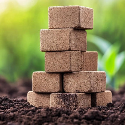 Cocopeat Bricks - 5 KG (Expands Upto 75 litres, 10.5 x 15 cm) - Organic Fertilizer and Soil Manure Potting Mixture for Home Gardening and Potted Plants