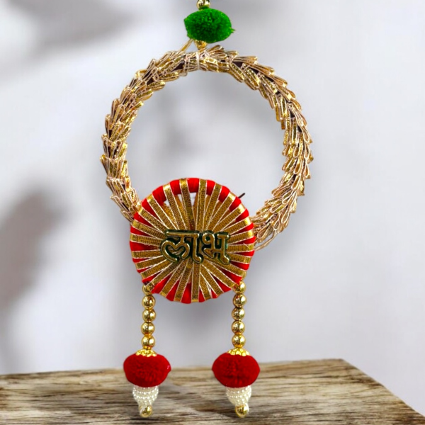 Smaran Shubh Labh Door Hangings Handmade Wall Door Side Torans | Latkan Jhumar Bandhwar for Home Entrance | Traditional Festival, Diwali, Navratri, Wedding Decoration (Set of 2) (Subh Labh-1)