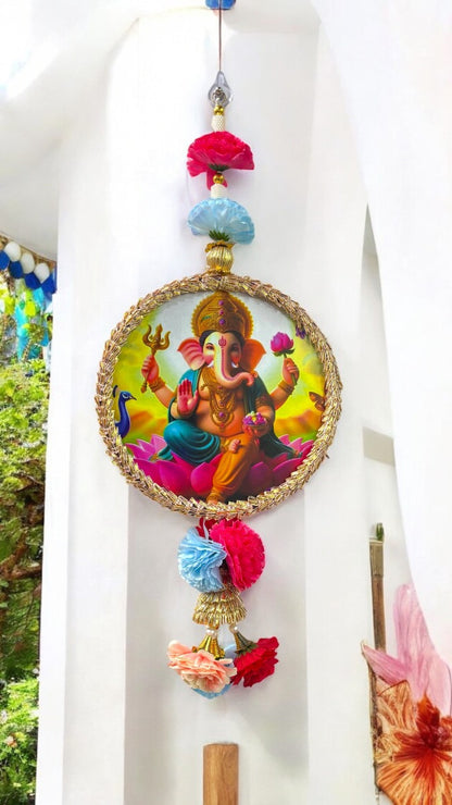 Smaran Ganeshji Door/Wall Hanging Latkan Toran Traditional Handmade Thoranam Diwali Festival Pooja Wedding and Home Wall Decoration Door Entrance Latkan Ganesh Latkan Gift (Ganeshji Latkan)