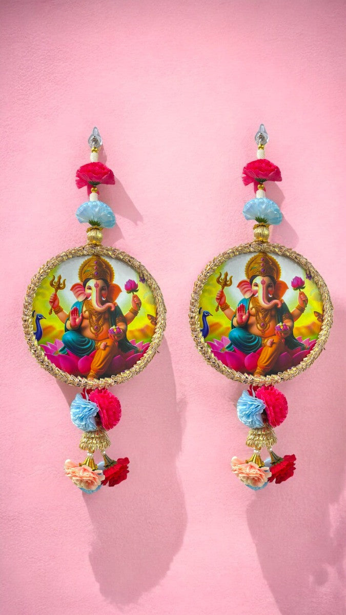 Smaran Ganeshji Door/Wall Hanging Latkan Toran Traditional Handmade Thoranam Diwali Festival Pooja Wedding and Home Wall Decoration Door Entrance Latkan Ganesh Latkan Gift (Ganeshji Latkan)