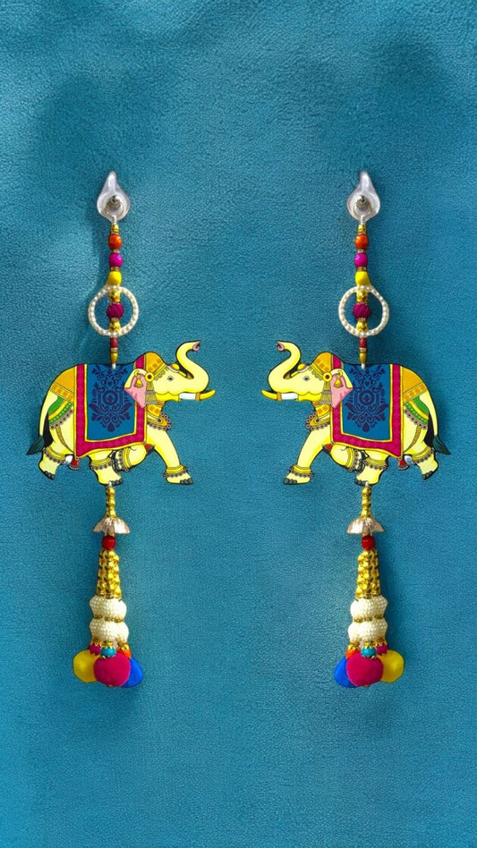 Smaran Shubh Labha Cow Lotus Door Wall Latkan for Diwali, Navratri, Pooja, Festival Home, Office Decoration Traditional Handmade Hanging Main Door Entrance Decorative Toran (Hathi Latkan)