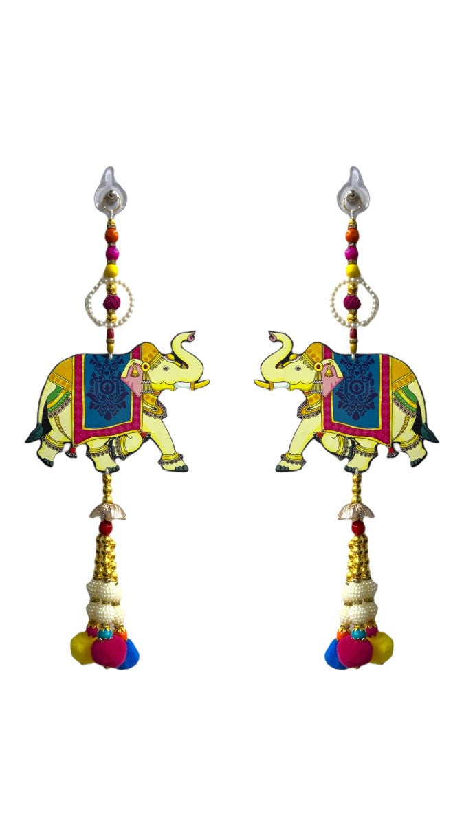 Smaran Shubh Labha Cow Lotus Door Wall Latkan for Diwali, Navratri, Pooja, Festival Home, Office Decoration Traditional Handmade Hanging Main Door Entrance Decorative Toran (Hathi Latkan)