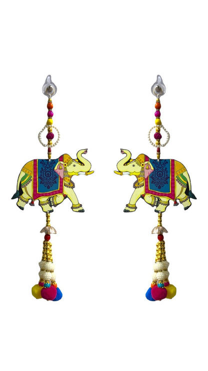 Smaran Shubh Labha Cow Lotus Door Wall Latkan for Diwali, Navratri, Pooja, Festival Home, Office Decoration Traditional Handmade Hanging Main Door Entrance Decorative Toran (Hathi Latkan)