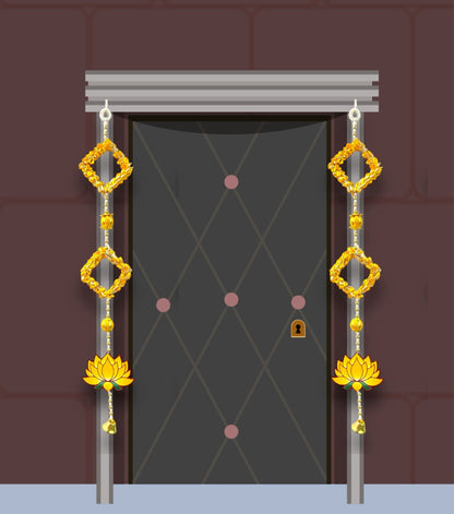 Smaran Golden Latkan for Door Decoration Ideal for Festive, Diwali Decor, Navratri, Pooja, Wedding Handmade Traditional Torans for Entrance Door (Lotus Latkan)