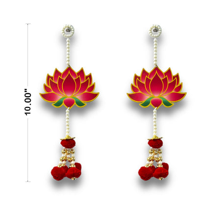 Smaran Lotus Door & Wall Hanging Latkan for Decoration Traditional Handmade Thoranam for Diwali Festival Pooja Wedding Home and Office Wall Decoration Door Entrance Latkan (Pink Lotus Hangings)