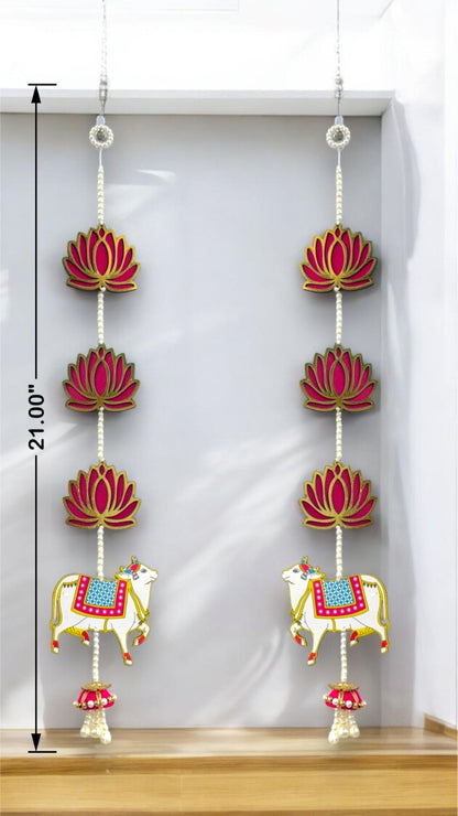 Smaran Cow Lotus Door Wall Latkan Hangings for Diwali, Navratri, Pooja, Festival Home, Office Decoration Traditional Handmade Hanging Main Door Entrance Decorative Toran