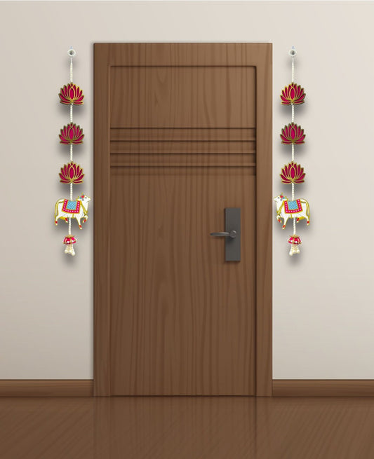 Smaran Cow Lotus Door Wall Latkan Hangings for Diwali, Navratri, Pooja, Festival Home, Office Decoration Traditional Handmade Hanging Main Door Entrance Decorative Toran