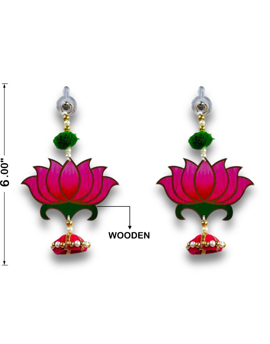 Simple Pink Lotus Latkan Hanging Pair