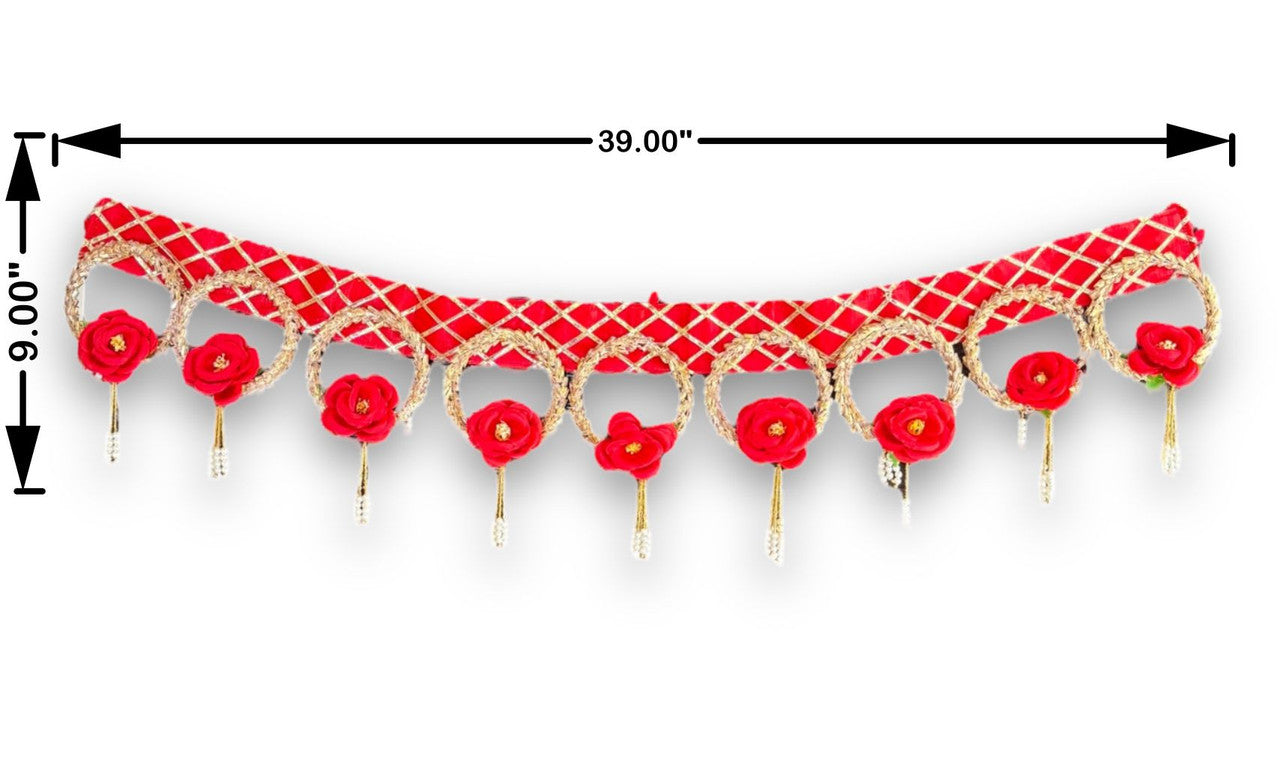 Smaran Traditional Hadmade Toran with Hangings | Handcrafted & Beautiful Wall Hanging Bandarwal for Entrance Gate & Office D cor | Artificial Flower Toran Festival Diwali Pooja Decoration