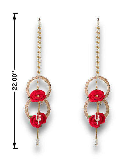 Smaran Traditional Hadmade Toran with Hangings | Handcrafted & Beautiful Wall Hanging Bandarwal for Entrance Gate & Office D cor | Artificial Flower Toran Festival Diwali Pooja Decoration