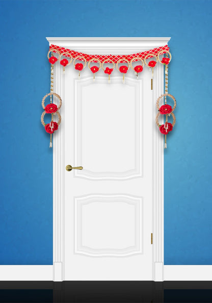 Smaran Traditional Hadmade Toran with Hangings | Handcrafted & Beautiful Wall Hanging Bandarwal for Entrance Gate & Office D cor | Artificial Flower Toran Festival Diwali Pooja Decoration