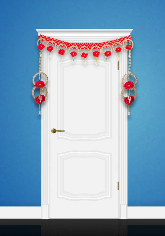 Smaran Traditional Hadmade Toran with Hangings | Handcrafted & Beautiful Wall Hanging Bandarwal for Entrance Gate & Office D cor | Artificial Flower Toran Festival Diwali Pooja Decoration