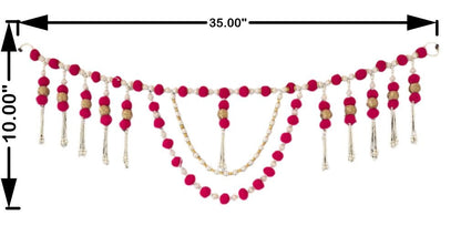 Smaran Traditional Hadmade Toran | Handcrafted Wall Hanging Bandarwal for Home Entrance & Office D cor | Moti Beads and Pom Pom Toranam Festival Diwali, Navratri Pooja Decoration