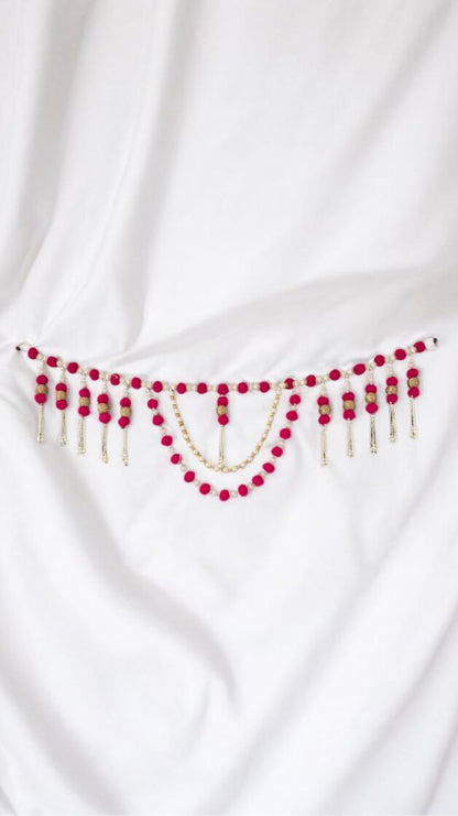 Smaran Traditional Hadmade Toran | Handcrafted Wall Hanging Bandarwal for Home Entrance & Office D cor | Moti Beads and Pom Pom Toranam Festival Diwali, Navratri Pooja Decoration