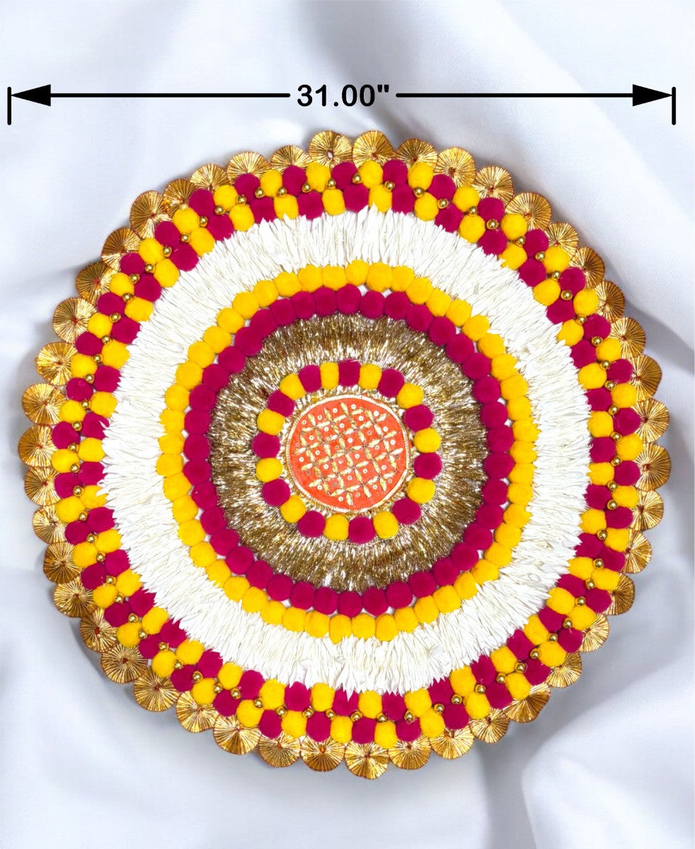 Smaran Handcrafted Decorative Rangoli Mat for Festivals | Handmade Traditional Diwali Rangoli Home Decor | Eco-Friendly & Reusable | Ideal for Navratri, Weddings & Special Occasions (3 Pieces)