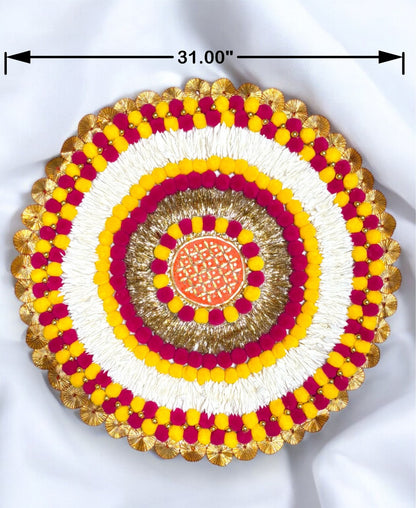 Smaran Handcrafted Decorative Rangoli Mat for Festivals | Handmade Traditional Diwali Rangoli Home Decor | Eco-Friendly & Reusable | Ideal for Navratri, Weddings & Special Occasions (3 Pieces)