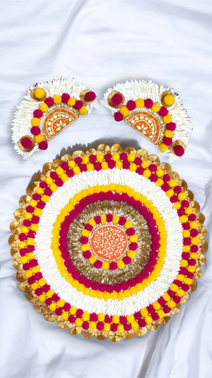 Smaran Handcrafted Decorative Rangoli Mat for Festivals | Handmade Traditional Diwali Rangoli Home Decor | Eco-Friendly & Reusable | Ideal for Navratri, Weddings & Special Occasions (3 Pieces)