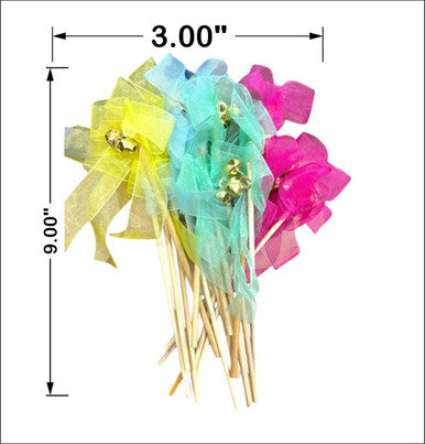 Smaran Wedding Bell Rattles for Pheras and Varmala Welcome Bells Wedding Fairy Twirling Ribbon Sticks Wands with Bell Multicolor