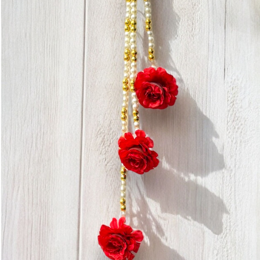 Smaran Traditional Door & Wall Hanging Latkan for Decoration Handmade Artificial Rose Flower and Golden Beads Latkan for Festival, Pooja, Wedding, Home and Office Decoration