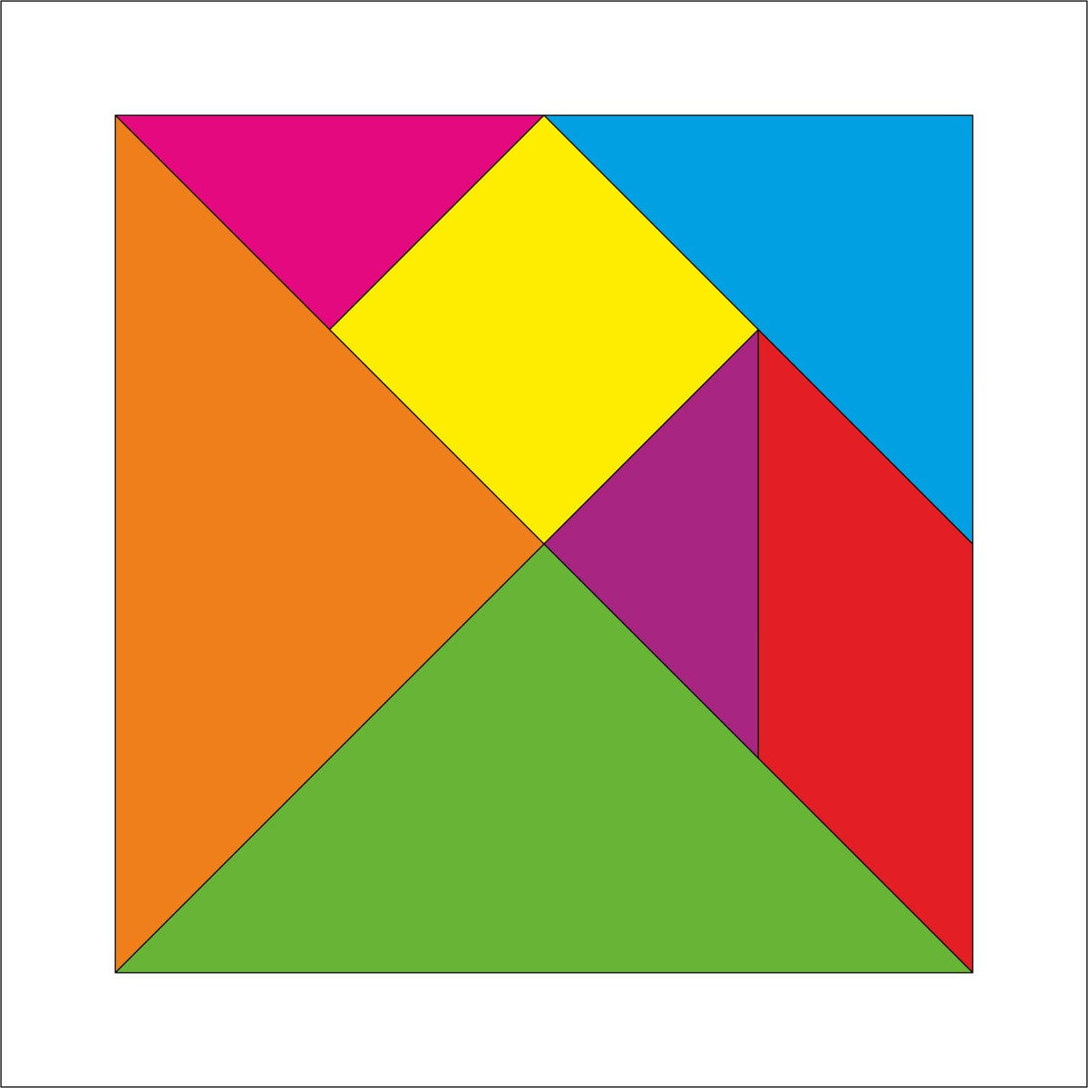 Geometric design with colored triangles on a white background
