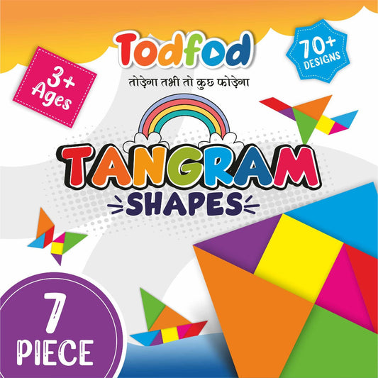 Todfod Wooden Tangram Puzzle Toy Brain Games for Kids & Children Brain Booster Junior Edition Learning & Educational Tangram Pattern Block | 7 Pieces