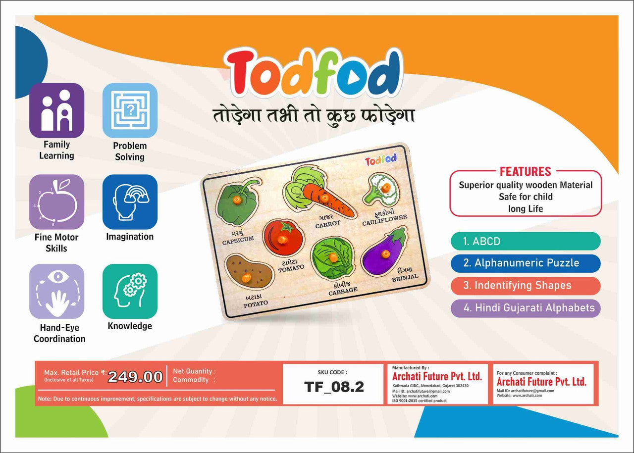 Todfod educational toy packaging with colorful graphics and text.